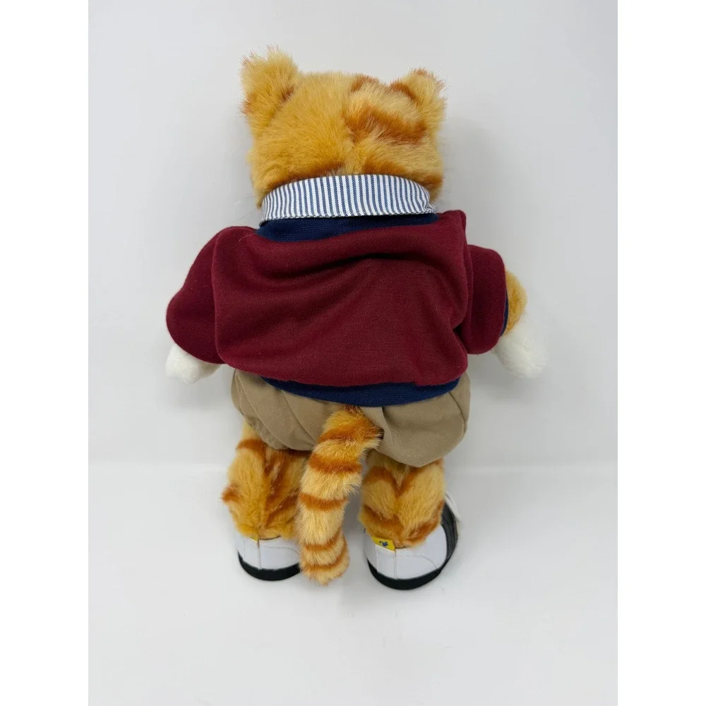 Build-A-Bear Orange Tabby Cat Plush Golfer Outfit Maroon Sweater Khaki Shorts
